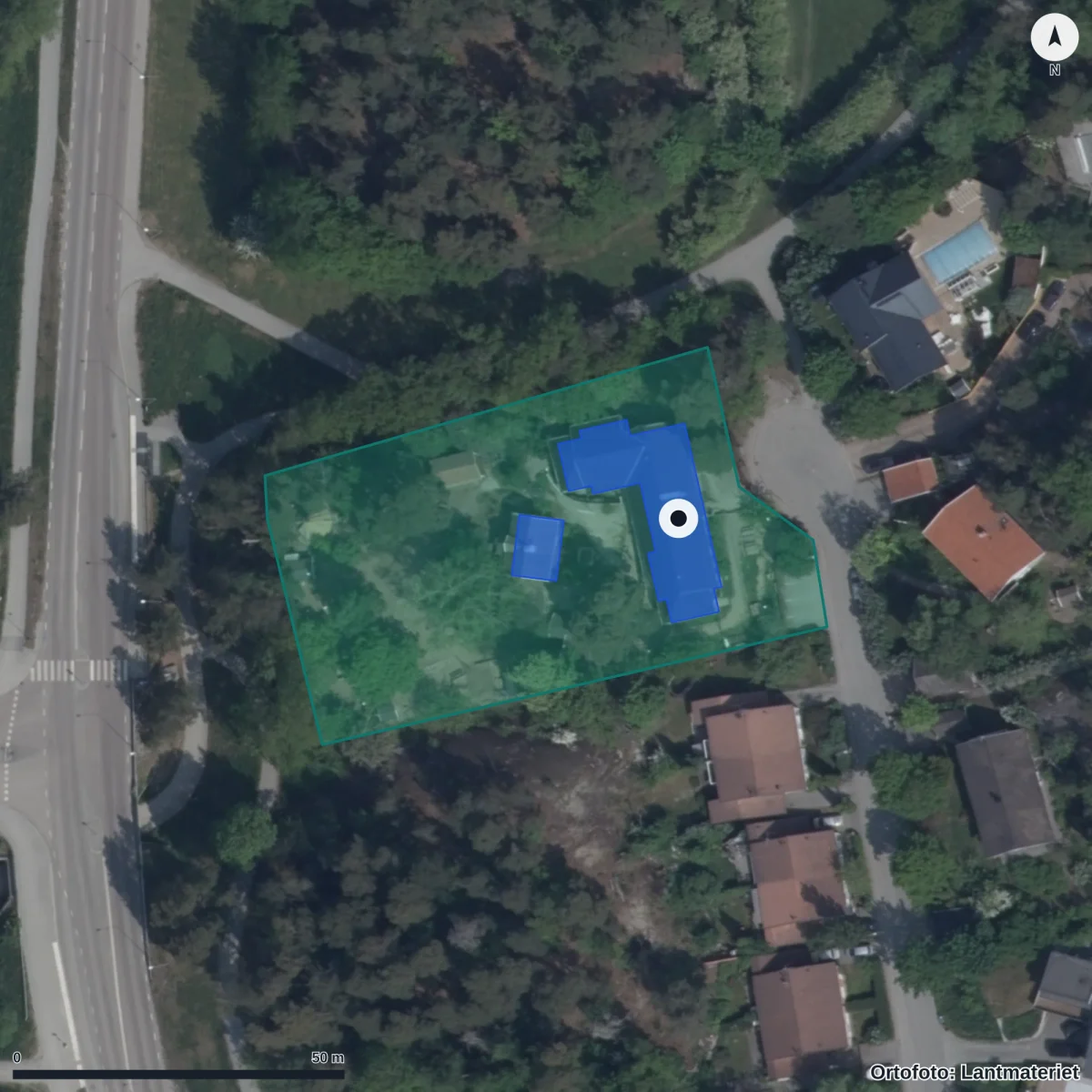 Aerial view of I Ur Och Skur Mulleborg, orthophoto from Lantmäteriet