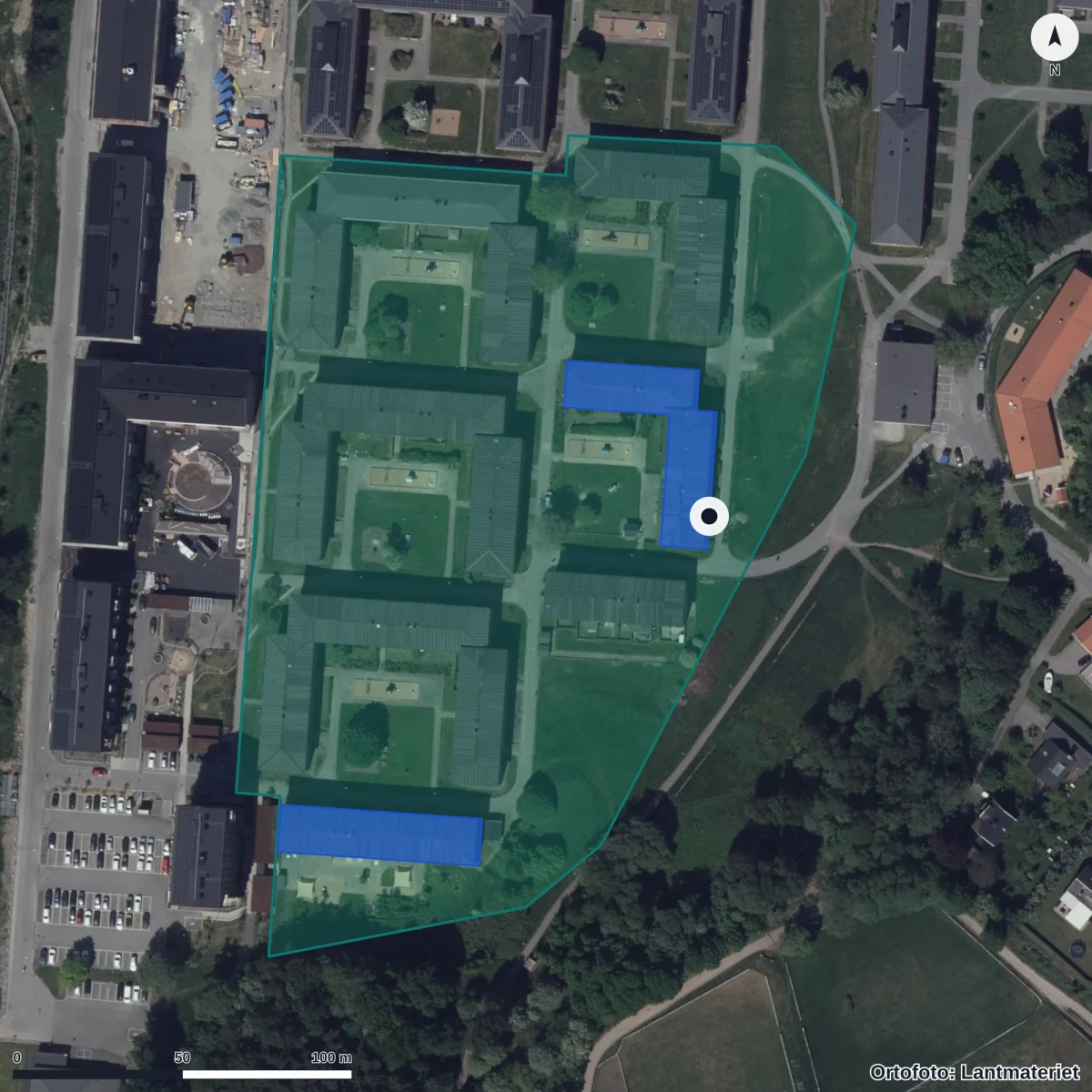 Aerial view of Montessoriför Kaprifolen, orthophoto from Lantmäteriet