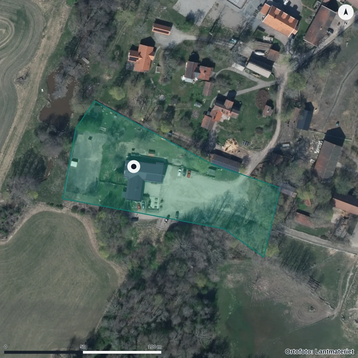 Aerial view of Irsta Västerängen Naturförskola, orthophoto from Lantmäteriet