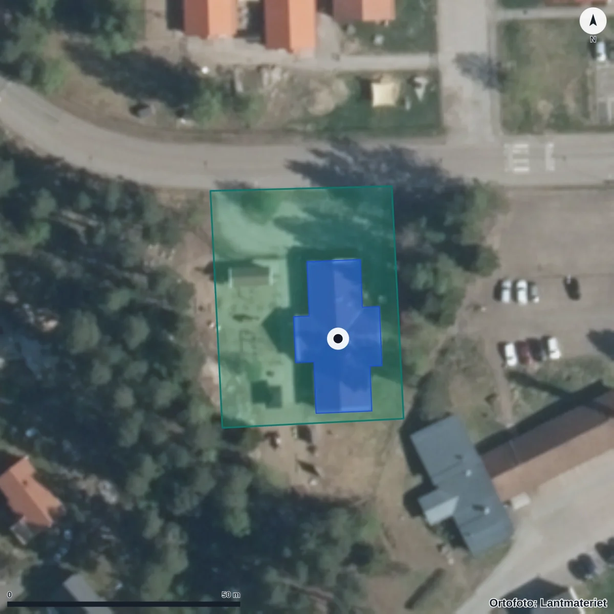 Flygbild över Föräldrakooperativet Kottarna, ortofoto från Lantmäteriet