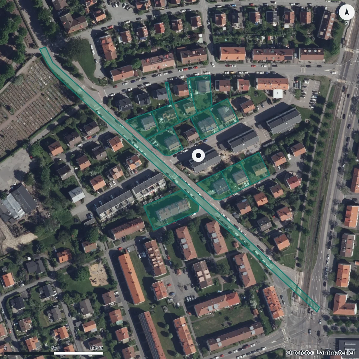 Flygbild över Balsaminen, ortofoto från Lantmäteriet