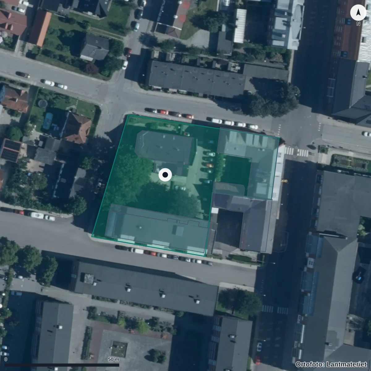 Flygbild över Förskolan Kluringen AB, ortofoto från Lantmäteriet