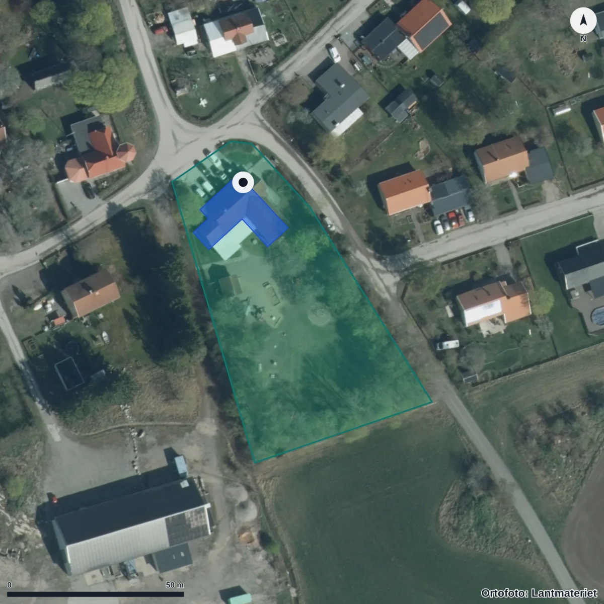Aerial view of Vitbjörkens Förskola Ek Förening, orthophoto from Lantmäteriet