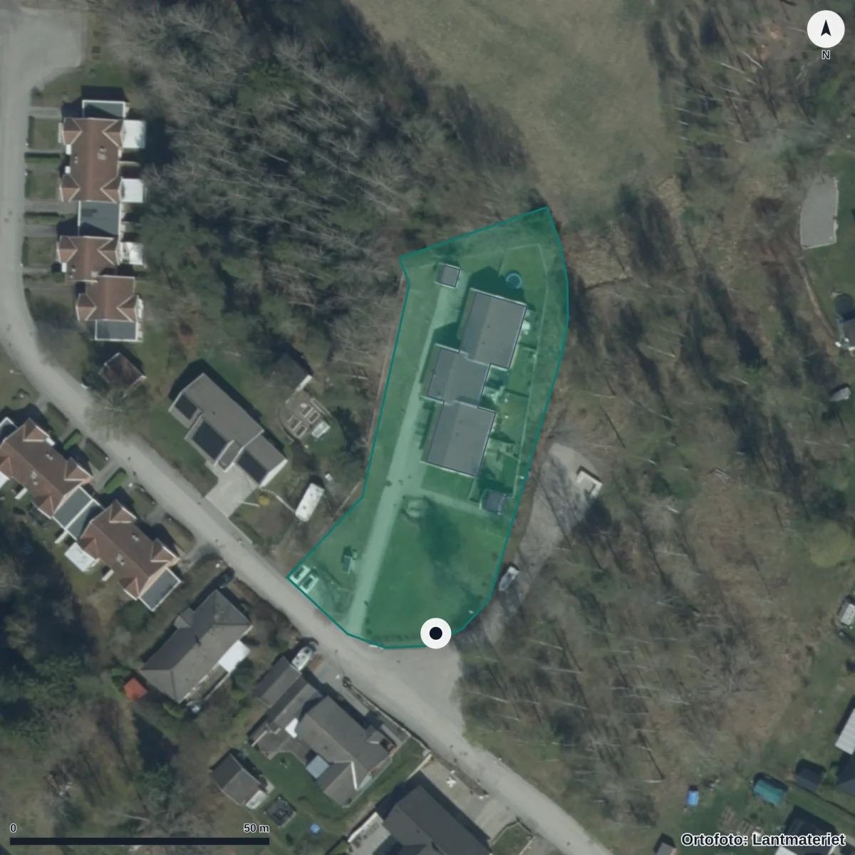 Aerial view of Förskolan Korallen, orthophoto from Lantmäteriet