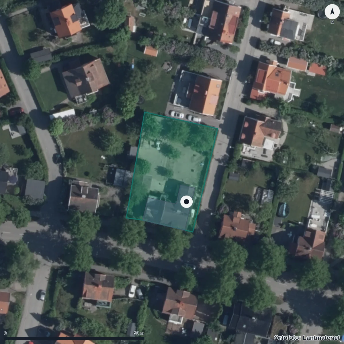 Aerial view of Förskolan Ålstens Montessoriförskola, orthophoto from Lantmäteriet