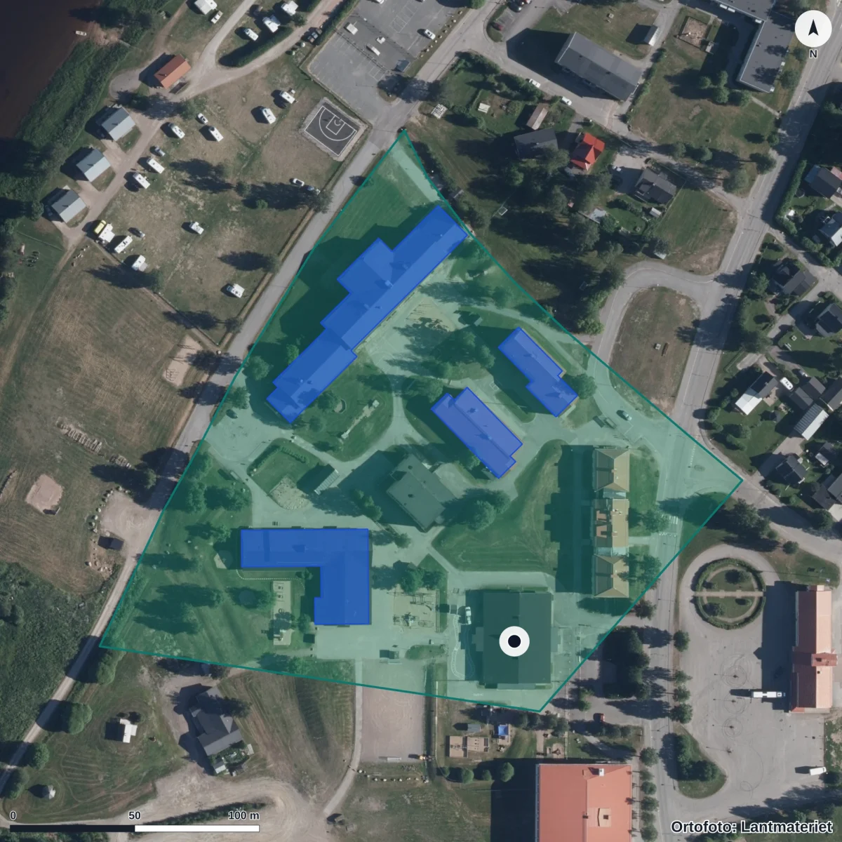 Aerial view of Ängens Förskola, orthophoto from Lantmäteriet