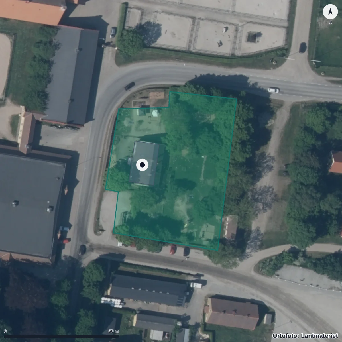Flygbild över Förskola 988289, ortofoto från Lantmäteriet