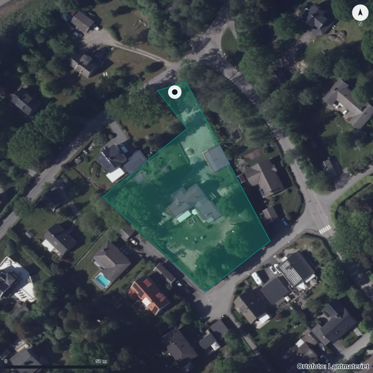 Aerial view of Föräldrakooperativet Bullerbyn I Lerum Ek. För., orthophoto from Lantmäteriet