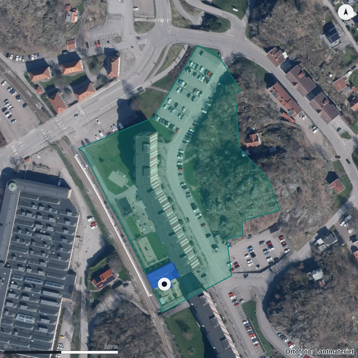 Aerial view of Hönseberget Förskola, orthophoto from Lantmäteriet