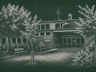 Chalkboard-illustration av Lyckeskolan, Mark