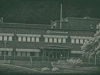 Chalkboard illustration of Ektorpsskolan 1, Norrköping