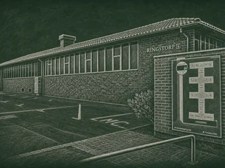 Chalkboard-illustration av Ringstorpsskolan, Helsingborg