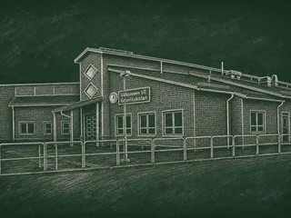 Chalkboard-illustration av Gruvrisskolan, Falun