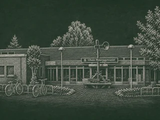 Chalkboard-illustration av Vilhelm Mobergsgymnasiet, Emmaboda