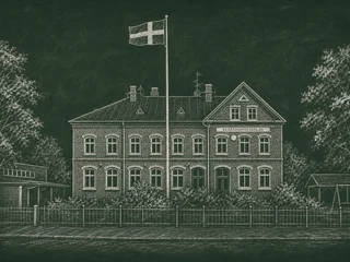 Chalkboard-illustration av Klagshamnsskolan, Malmö
