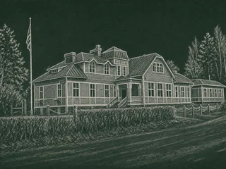 Chalkboard-illustration av Kungsgårdsskolan, Säter