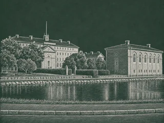 Chalkboard-illustration av Stagneliusskolan, Kalmar