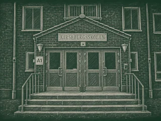 Chalkboard-illustration av Kirsebergsskolan, Malmö