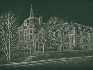 Chalkboard-illustration av Fryxellska skolan, Sunne