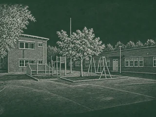 Chalkboard-illustration av Hammerstaskolan, Botkyrka