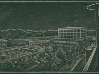 Chalkboard-illustration av Tibbleskolan, Västerås