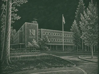 Chalkboard-illustration av Rosendalsgymnasiet, Uppsala