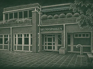 Chalkboard-illustration av Brunnsparksskolan, Helsingborg