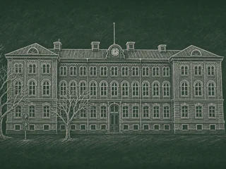 Chalkboard-illustration av Ellen Keyskolan, Västervik