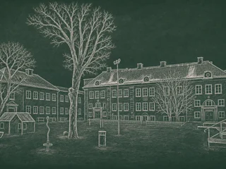Chalkboard-illustration av Tomtbergaskolan, Huddinge