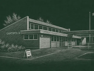 Chalkboard-illustration av Gantofta skola, Helsingborg