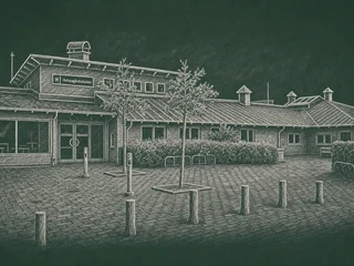 Chalkboard-illustration av Holstagårdsskolan, Helsingborg