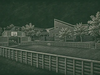 Chalkboard-illustration av Flygelskolan, Lund