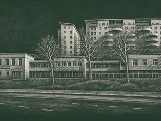 Chalkboard-illustration av Engelska Skolan Norr, Stockholm