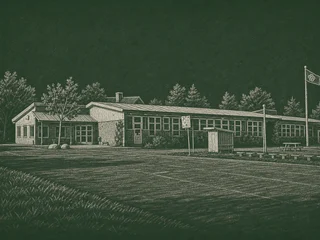 Chalkboard-illustration av Skolstaskolan, Enköping