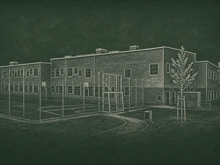 Chalkboard-illustration av Gustavslundsskolan, Helsingborg