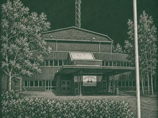 Chalkboard-illustration av Danderyds Gymnasium, Danderyd