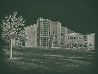 Chalkboard-illustration av Sundsgymnasiet, Vellinge