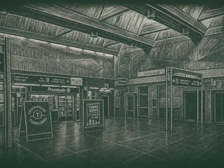 Chalkboard-illustration av Grillska Gymnasiet Liljeholmen, Stockholm