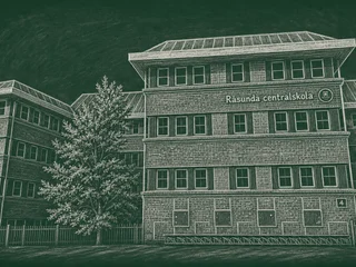 Chalkboard-illustration av Råsunda Centralskola, Solna
