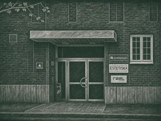 Chalkboard-illustration av Stockholms Estetiska Gymnasium, Stockholm