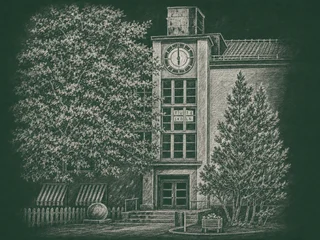 Chalkboard-illustration av Stureskolan, Hedemora