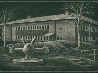 Chalkboard-illustration av Rinkebyskolan, Stockholm
