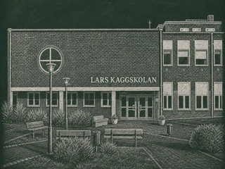 Chalkboard-illustration av Lars Kaggskolan, Kalmar