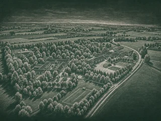 Chalkboard-illustration av Munkagårdsgymnasiet, Varberg