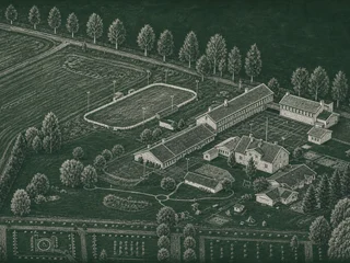 Chalkboard-illustration av Kyrkskolan, Gagnef