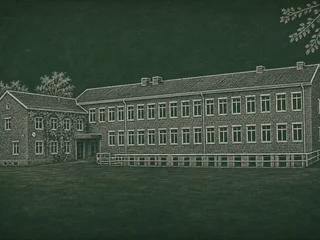 Chalkboard-illustration av Gunnarsboskolan, Mullsjö