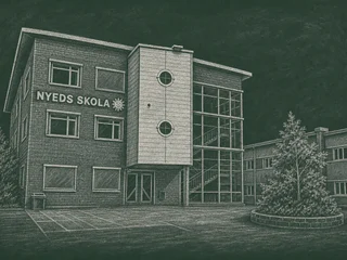 Chalkboard-illustration av Nyeds skola, Karlstad