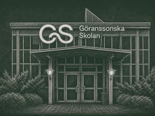 Chalkboard-illustration av Göranssonska skolan, Sandviken