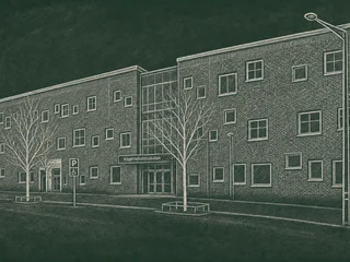 Chalkboard-illustration av Hägerneholmsskolan, Täby