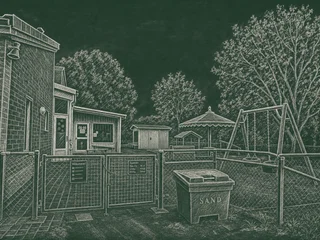 Chalkboard-illustration av Apelskolan, Falkenberg